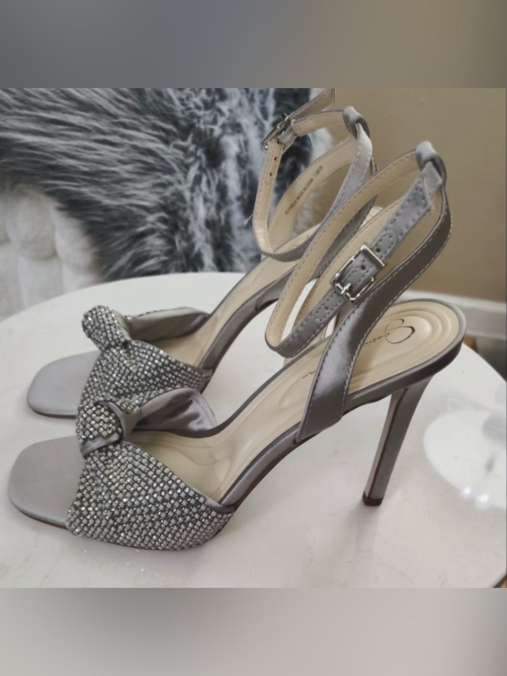 🆕⭐ Jessica Simpson Pewter Rhinestone Sandal Heels